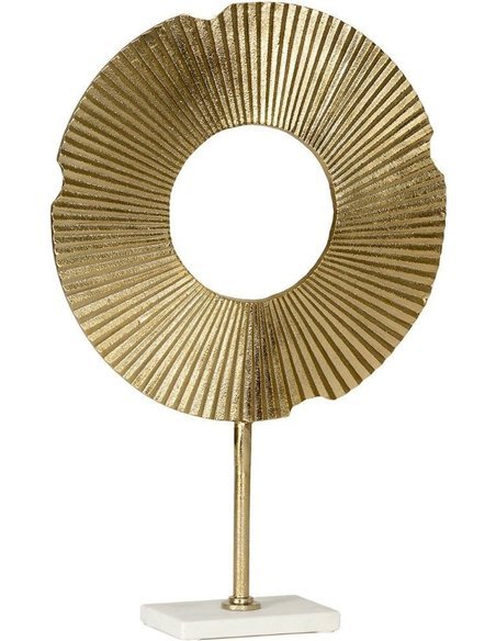 statue décorative abstraite dorée sur marbre élégance