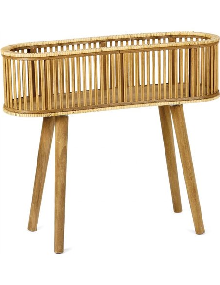 cache pot bambou rotin sur pied élégant naturel