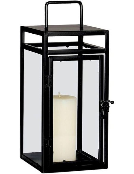 lanterne noire métal design industriel pour bougie élégante