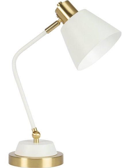 lampe de table vintage blanche et or élégante pour bureau