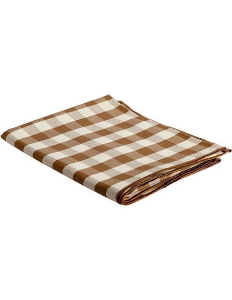 nappe vichy marron élégante en lin et coton