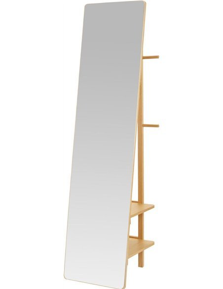 miroir dressing bois chêne nordique avec étagère pratique