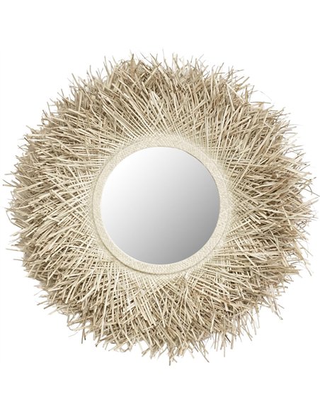 miroir décoratif rond en fibre naturelle pandan mural