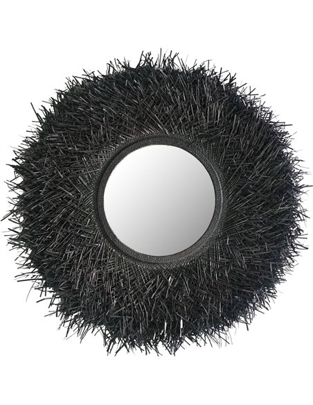 miroir mural noir design en fibre naturelle pandan