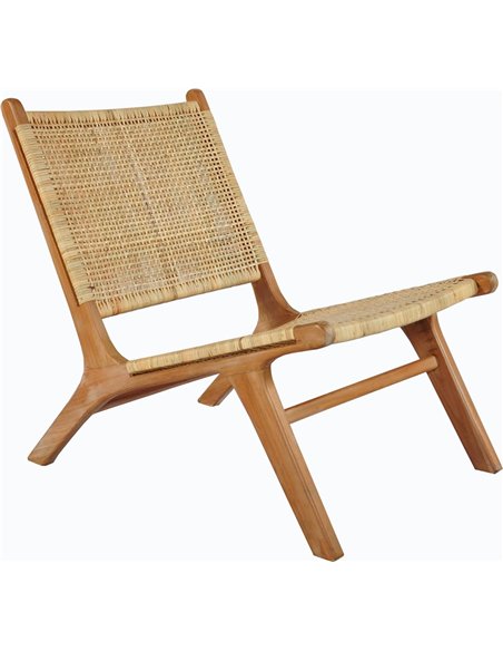 fauteuil design en teck et rotin naturel style scandinave