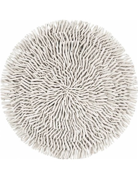 décoration murale ronde en bois blanc élégante