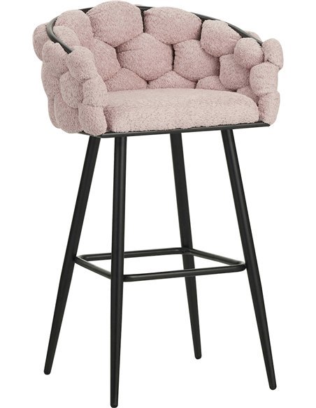 tabouret de bar rose pâle design assise moelleuse métal noir