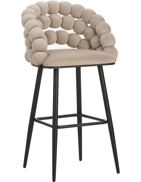 tabouret de bar en velours beige élégant pour cuisine moderne