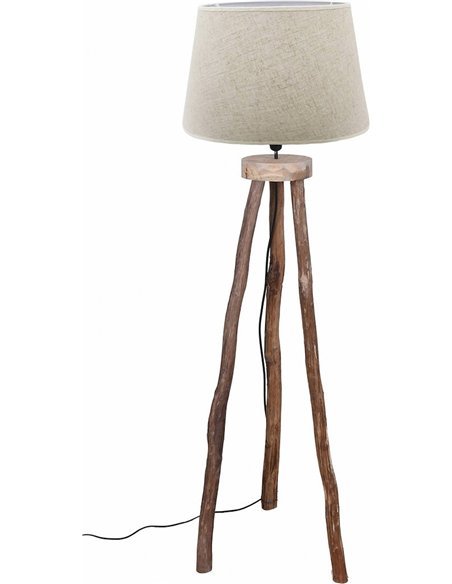 lampe trépied bois naturel design salon élégant