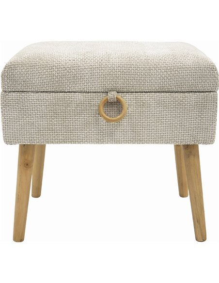 tabouret design en tissu beige pieds bois style scandinave