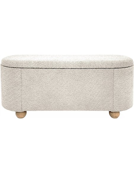 banc coffre beige tissu doux avec rangement élégant