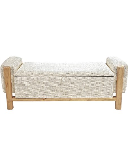 banc coffre bois naturel avec accoudoirs et rangement élégant