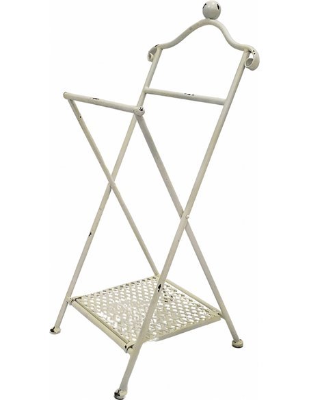 valet décoratif métal blanc vieilli élégant pour chambre