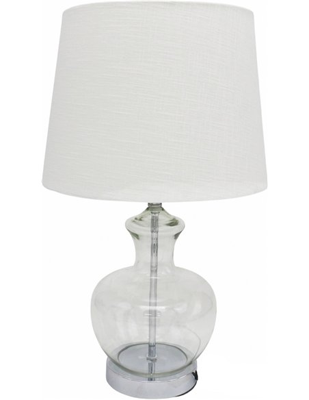 lampe de table élégante en cristal et métal argenté