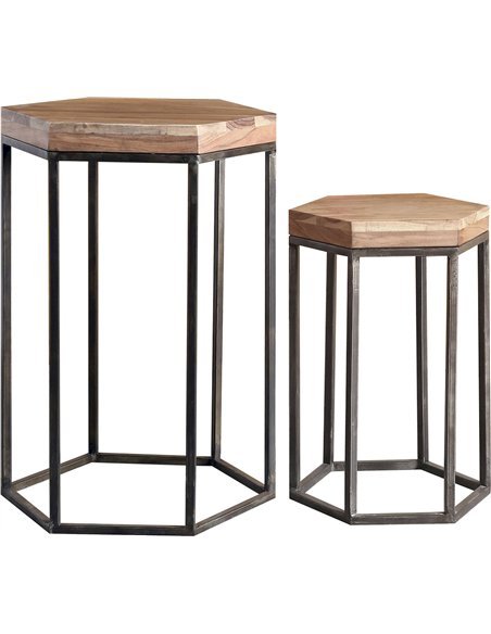 petite table hexagonale bois et métal pour salon