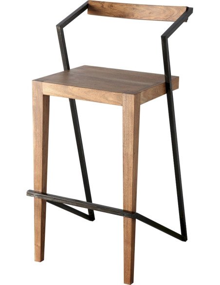 chaise haute bar empilable structure métal assise bois