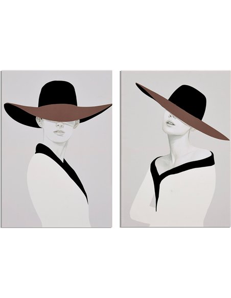 décoration murale femme élégante chapeau design moderne