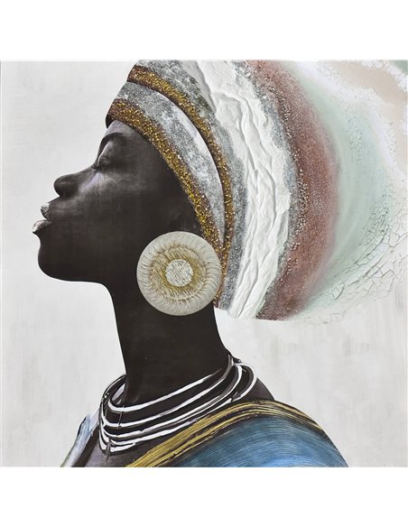 tableau mural femme africaine turban doré élégant