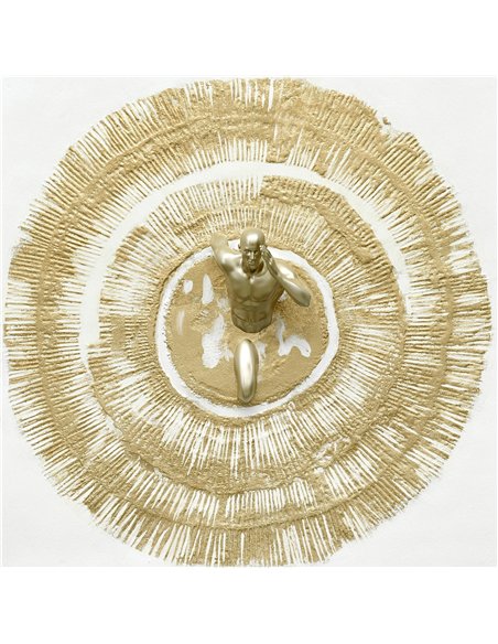 athlète doré traversant cercle or décoration murale contemporaine