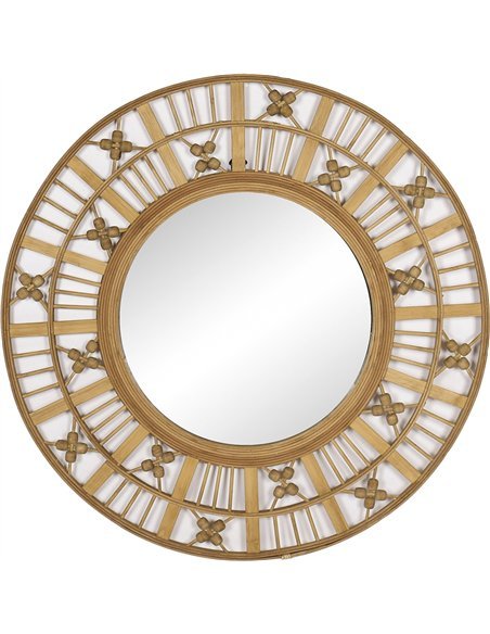miroir mural rond bois naturel décoratif style vintage
