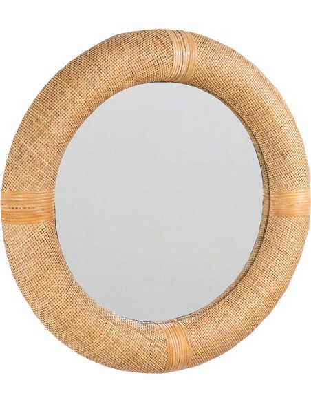 miroir rond en rotin naturel décoration murale élégante