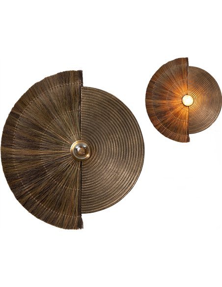 applique murale décorative fibre naturelle et métal doré élégance