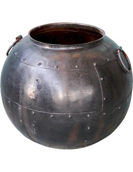 pot décoratif métal noir style industriel élégant