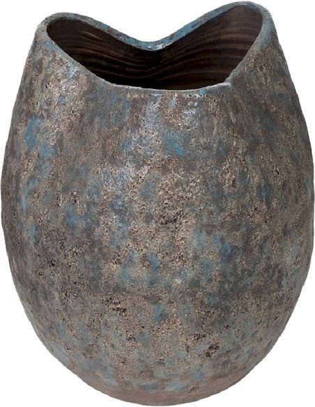 pot de fleurs en terre cuite bleu effet antique décoratif