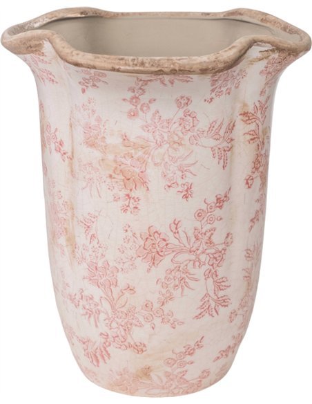 vase porcelaine beige rose ondulé décoratif élégant