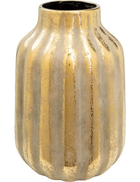 vase décoratif en porcelaine dorée rayée élégant