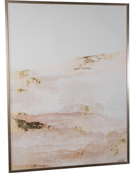 tableau abstrait rose blanc doré décoration murale élégante