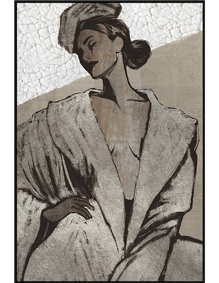 tableau femme élégante feuille d argent sur toile contemporaine