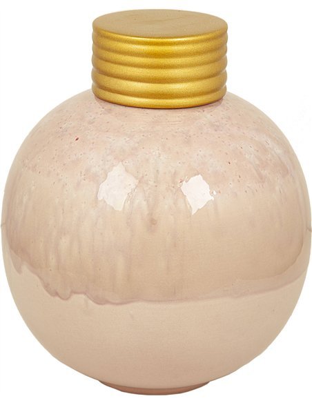 pot décoratif rose en céramique avec couvercle doré élégant