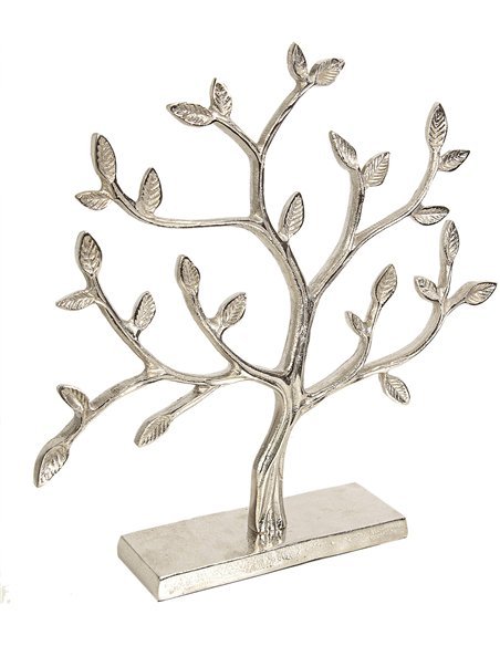 arbre décoratif argenté en aluminium élégant pour salon