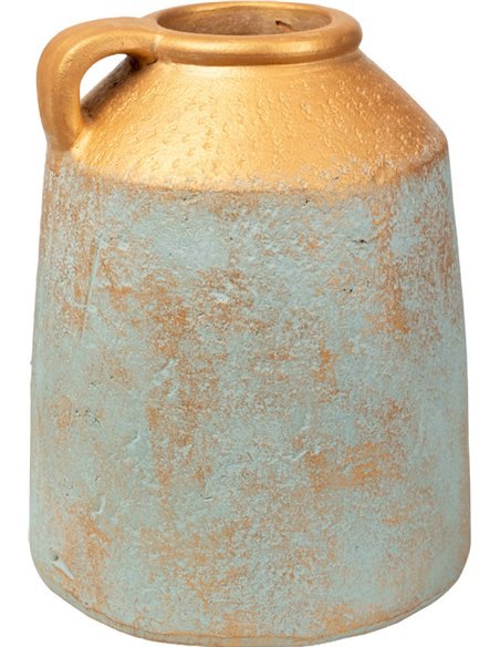 vase décoratif en terre cuite bleu or tendance chic