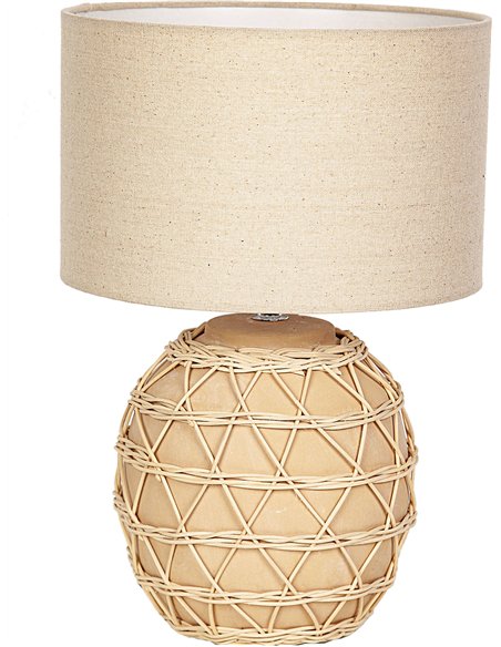 lampe rotin naturel avec abat jour lin décor élégant