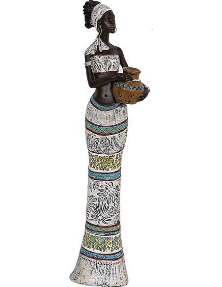 statuette femme africaine résine décoration ethnique élégante