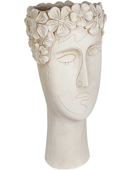 pot buste déco jardin résine gris élégant pour fleurs