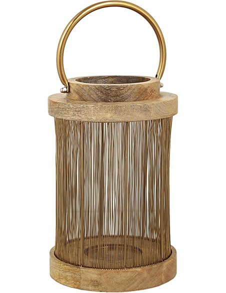 lanterne décorative bois métal doré ambiance cosy