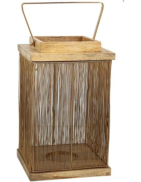 lanterne décorative bois métal doré élégante pour salon