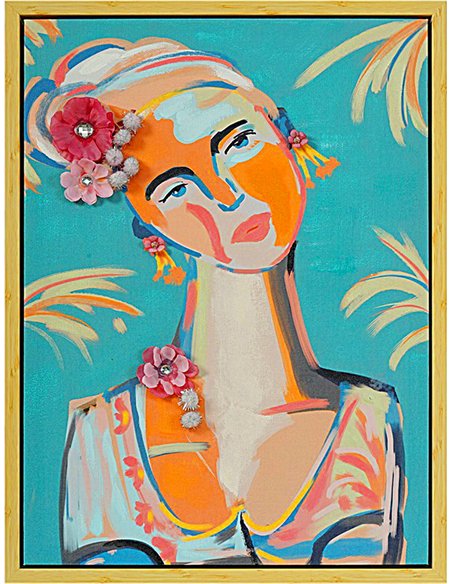 toile peinte femme colorée décoration murale élégante