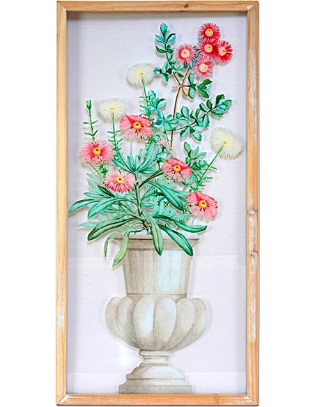 décoration murale fleurie élégante en pvc et bois naturel