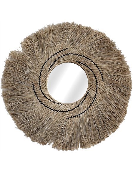 miroir mural en fibres végétales naturelles abaca design bohème