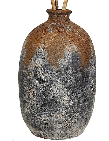 vase en terre cuite noir antique décor élégant salon