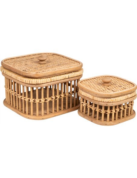 boîte de rangement rotin bois déco naturelle salon