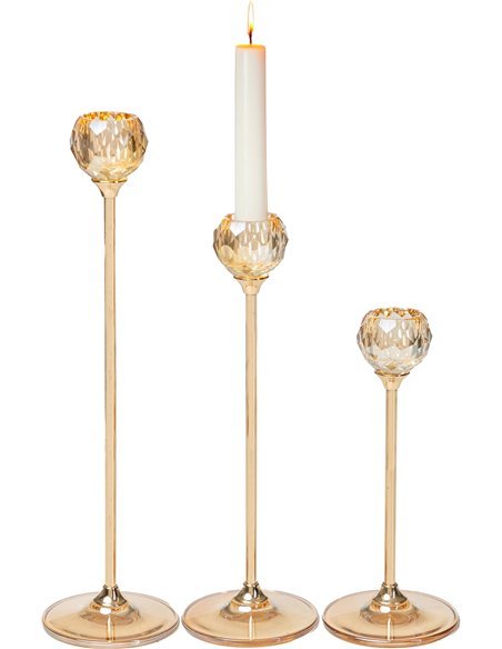 photophore doré élégant en verre pour décoration chic