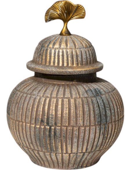 pot décoratif design beige or céramique métal élégant