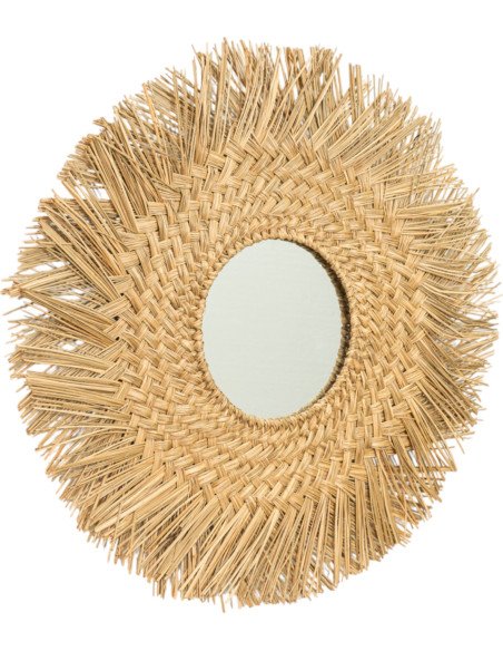 miroir décoratif en fibres naturelles style bohème