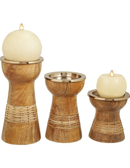 bougeoir bois doré élégant pour décoration intérieure chic