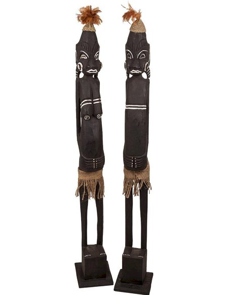 statue décorative ethnique en bois sculpté artisanal